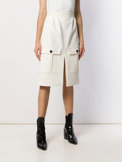 Shop Chloé Front Slit Skirt In White