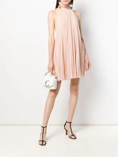 Shop Givenchy Pleated Halterneck Dress In Pink