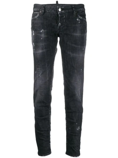 Shop Dsquared2 Distressed Slim-fit Jeans In Black