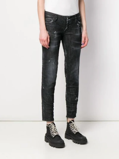 Shop Dsquared2 Distressed Slim-fit Jeans In Black