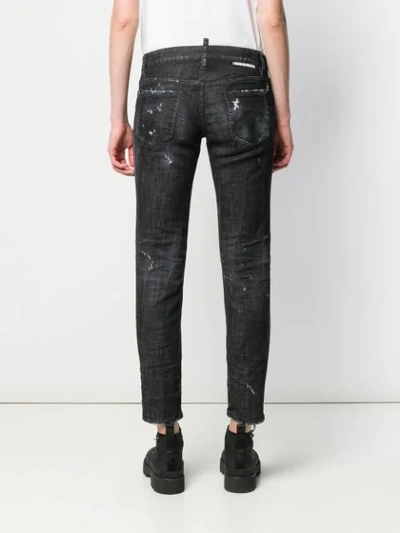 Shop Dsquared2 Distressed Slim-fit Jeans In Black