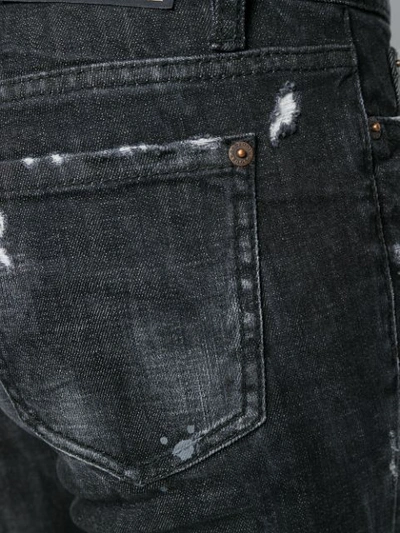 Shop Dsquared2 Distressed Slim-fit Jeans In Black