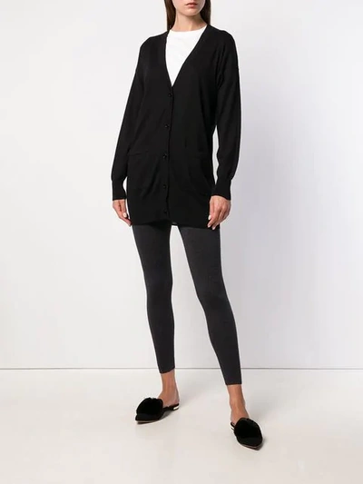Shop Snobby Sheep Long Buttoned Cardigan In Black