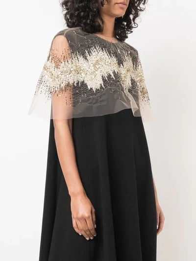 Shop Oscar De La Renta Sequin Embellished Sheer Capelet In Gold