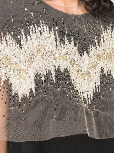 Shop Oscar De La Renta Sequin Embellished Sheer Capelet In Gold