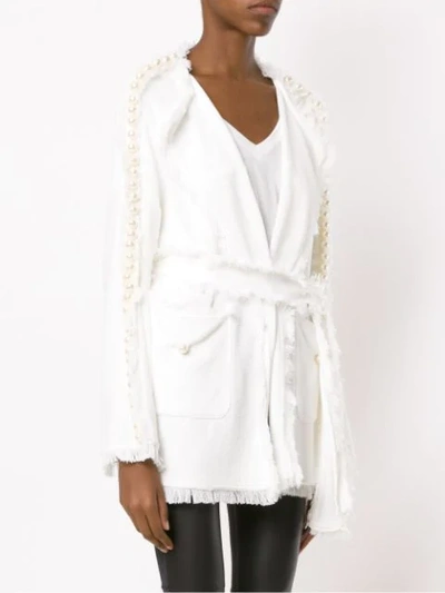 Shop Andrea Bogosian Embellished Coat - White