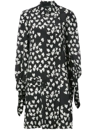 Shop Derek Lam Long Sleeve Shirtdress With Pleat Detail In Black