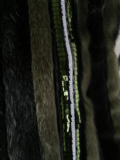 Shop Patrizia Pepe Sequin-embellished Faux Fur Jacket In Black