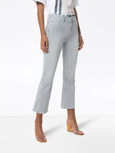 Shop Frame Engineer Striped Cropped Jeans In Blue