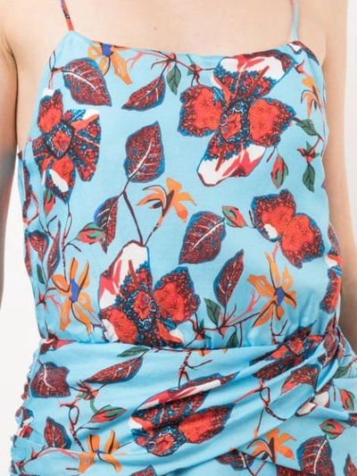 Shop Derek Lam 10 Crosby Floral Print Flounce Mini Dress In Blue