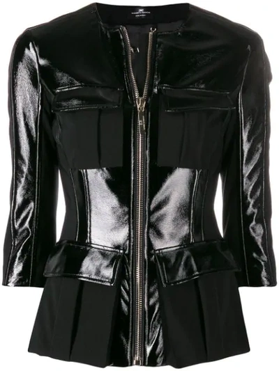Shop Elisabetta Franchi 3/4 Sleeves Fitted Jacket - Black
