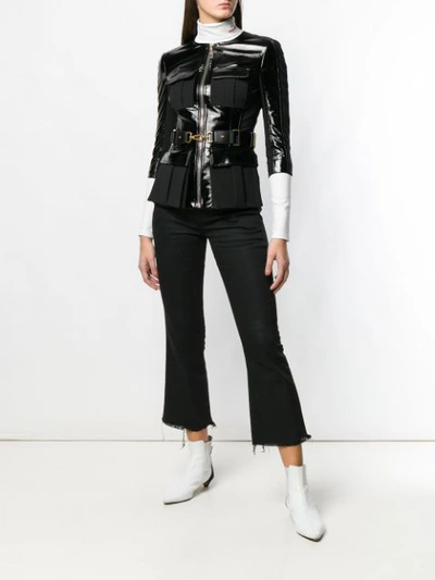 Shop Elisabetta Franchi 3/4 Sleeves Fitted Jacket - Black