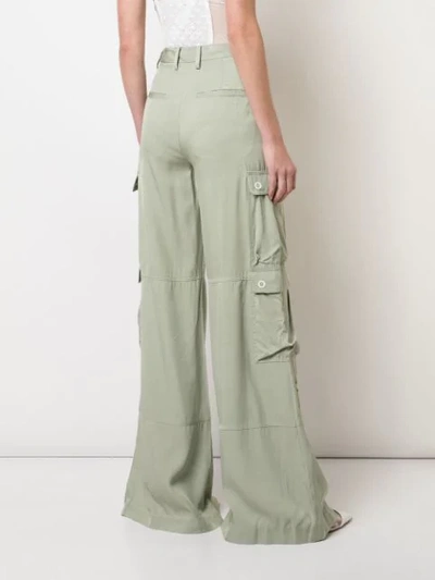 Shop Jonathan Simkhai Twill Wide-leg Cargo Trousers - Green