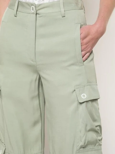 Shop Jonathan Simkhai Twill Wide-leg Cargo Trousers - Green