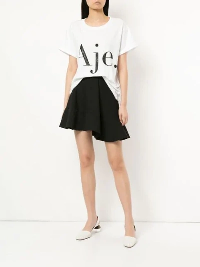 Shop Aje Sequin Embellished Logo T-shirt In White