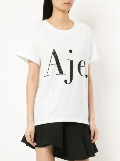 Shop Aje Sequin Embellished Logo T-shirt In White