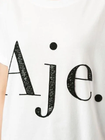 Shop Aje Sequin Embellished Logo T-shirt In White