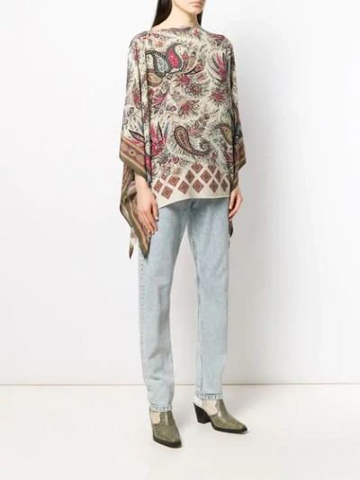 Shop Etro Paisley Print Poncho - Nude In Neutrals
