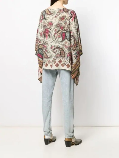 Shop Etro Paisley Print Poncho - Nude In Neutrals