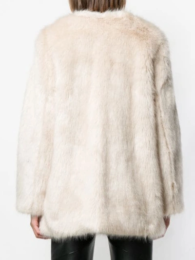 Shop Helmut Lang Oversized Faux Fur Coat In White
