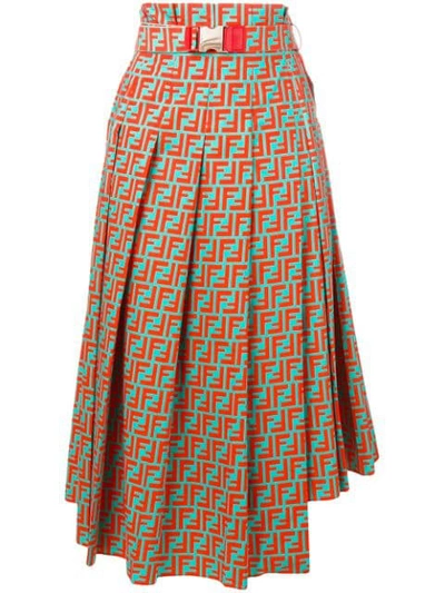 Shop Fendi Ff High-waisted Skirt In F03qe Gonna F Multicolor
