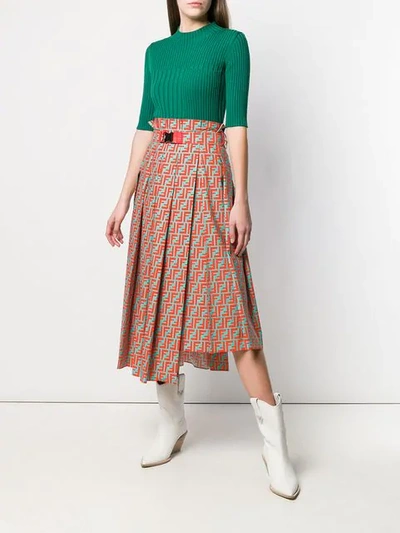Shop Fendi Ff High-waisted Skirt In F03qe Gonna F Multicolor