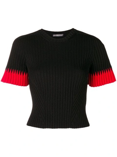 Shop Alexander Mcqueen Cropped Ribbed Knit Top In Black