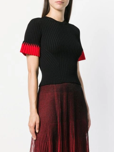 Shop Alexander Mcqueen Cropped Ribbed Knit Top In Black