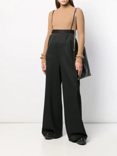 Shop Mm6 Maison Margiela Wide Leg Jumpsuit - Black