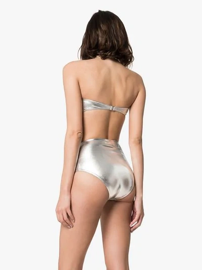 Shop Adriana Degreas Pleated Bandeau Bikini In Silver
