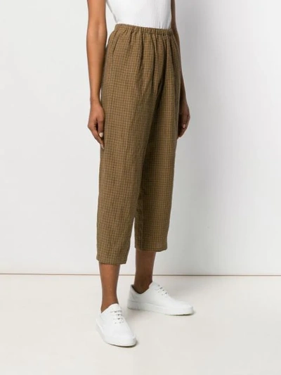 Shop Apuntob Cropped Checked Trousers In Brown