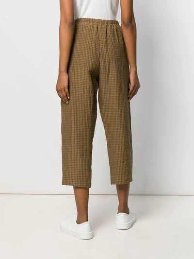 Shop Apuntob Cropped Checked Trousers In Brown
