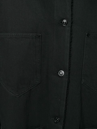 Shop Mm6 Maison Margiela Shearling Collar Denim Coat In Black