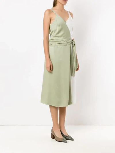 Shop Alcaçuz Panelled Flamingo Dress In Green