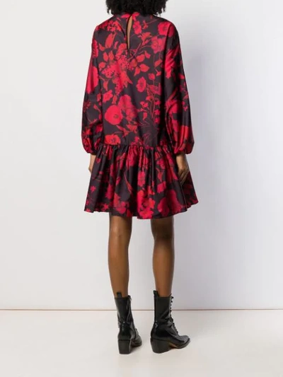 Shop Valentino Overdyed Crêpe De Chine Dress In Black