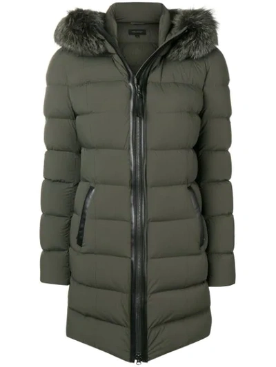 Shop Mackage Fox Fur Hooded Padded Coat - Green