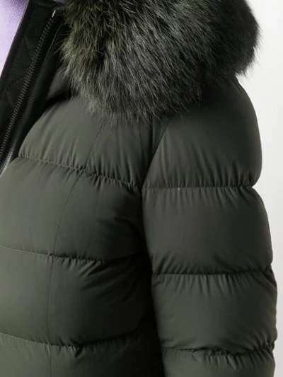 Shop Mackage Fox Fur Hooded Padded Coat - Green