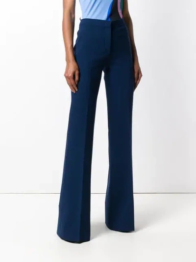 Shop Emilio Pucci High Rise Flared Trousers In Blue