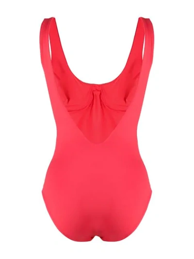 Shop Gentry Portofino Logo Embroidered Swimsuit In Red