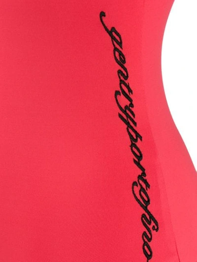 Shop Gentry Portofino Logo Embroidered Swimsuit In Red