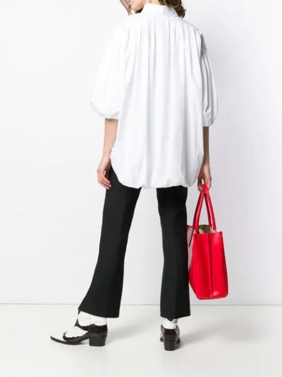 Valentino Puff Sleeve Poplin Shirt In White
