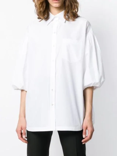 Valentino Puff Sleeve Poplin Shirt In White