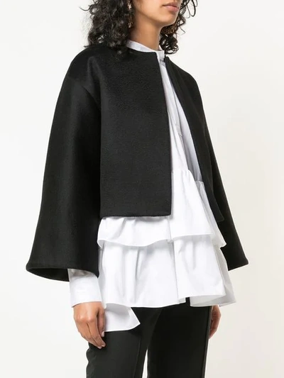 Shop Adam Lippes Flared Cropped Jacket In Black