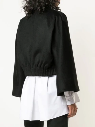 Shop Adam Lippes Flared Cropped Jacket In Black