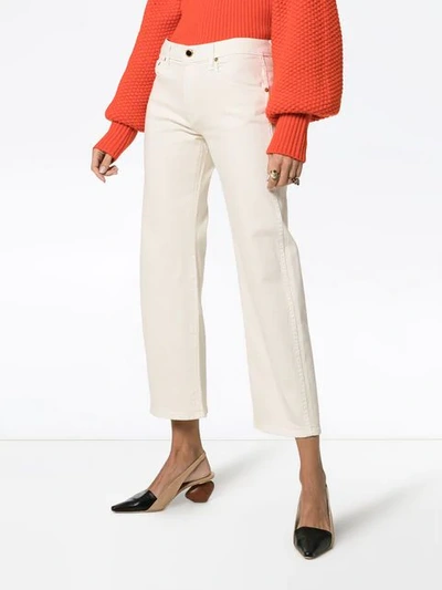 Shop Khaite Wendell Cropped Wide Leg Jeans In White