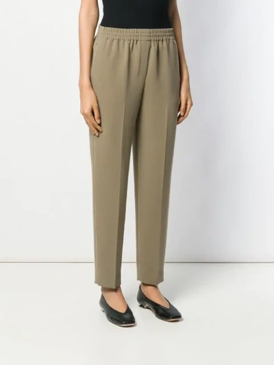 Shop Theory Elasticated Straight-leg Trousers In Green