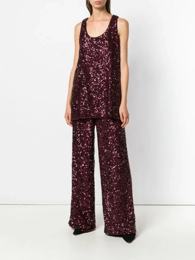 Shop Victoria Victoria Beckham All Over Sequin Blouse In Red
