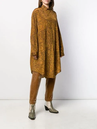 Shop Mes Demoiselles Snakeskin Effect Long Shirt In Brown