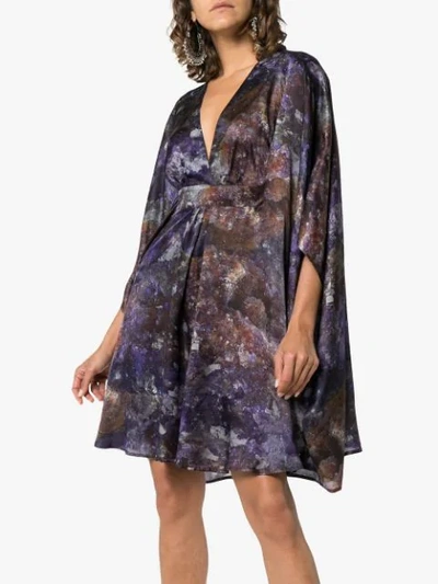 Shop Marta Larsson Amethyst Printed Silk Kaftan Dress In Purple