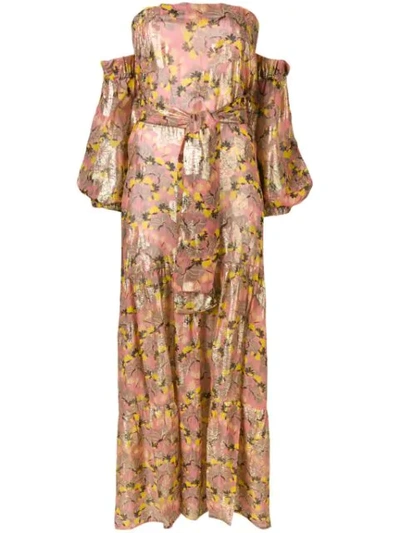 ANJUNA FLORAL OFF-SHOULDER DRESS - 粉色